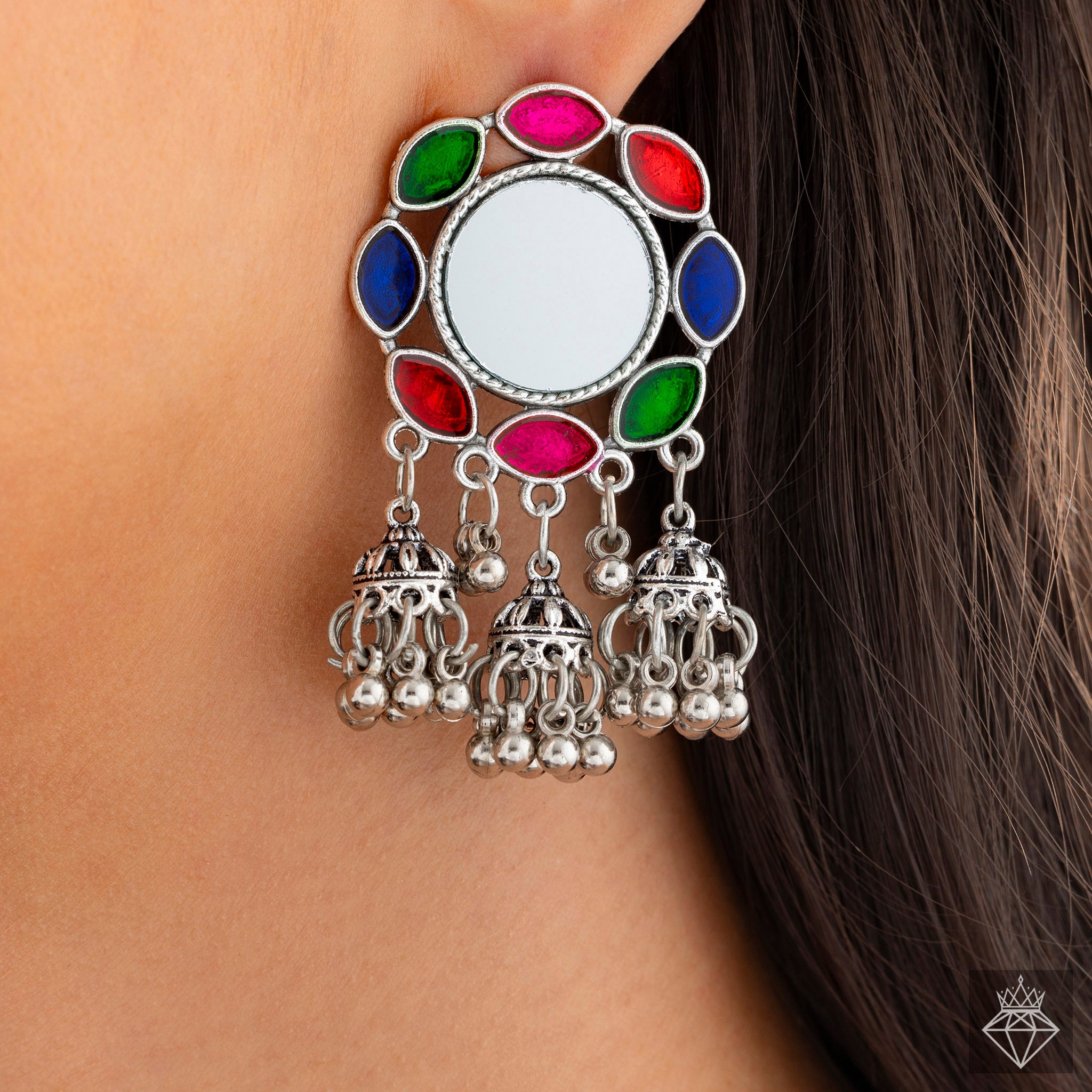 Sparkling Heritage: PRAO Multicoloured Jhumki Earrings