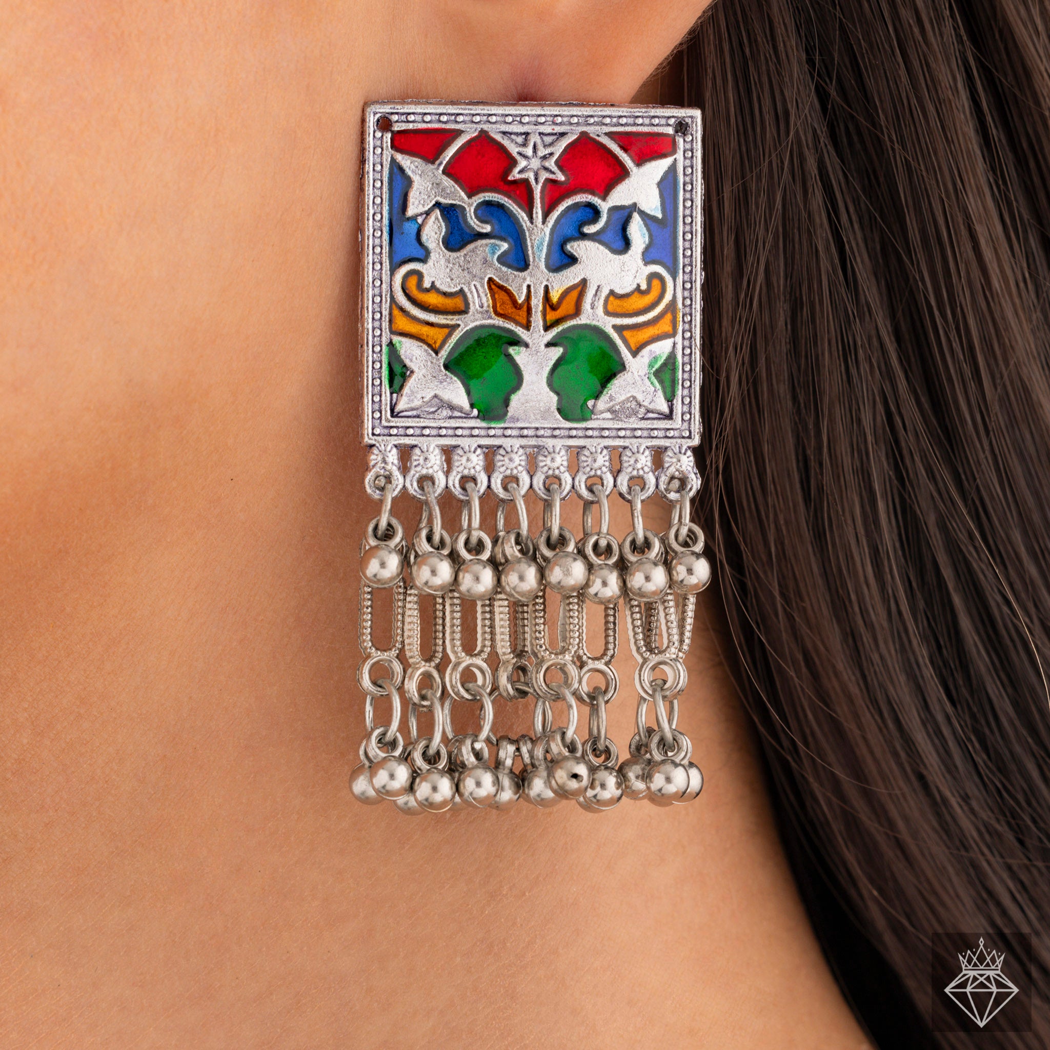Colorful Square Charm Earrings By PRAO
