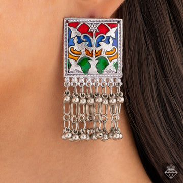 Colorful Square Charm Earrings By PRAO