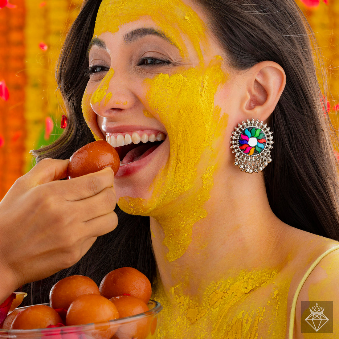 PRAO Earrings Anti-Tarnish Majestic Multi-Hued Flower Studs