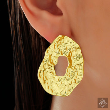 Anti-Tarnish Golden Abstract Hollow Earrings By PRAO