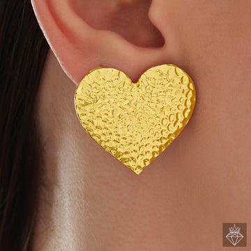 Anti-Tarnish Hammered Textured Heart Studs