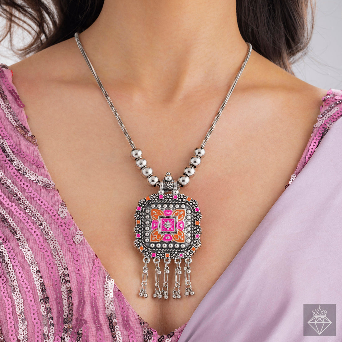 PRAO Ethnic Statement Necklace with Colorful Enamel