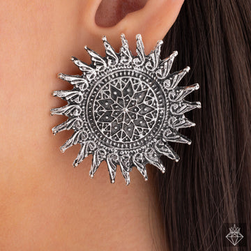 PRAO Oxidized Sunburst Bloom Earrings
