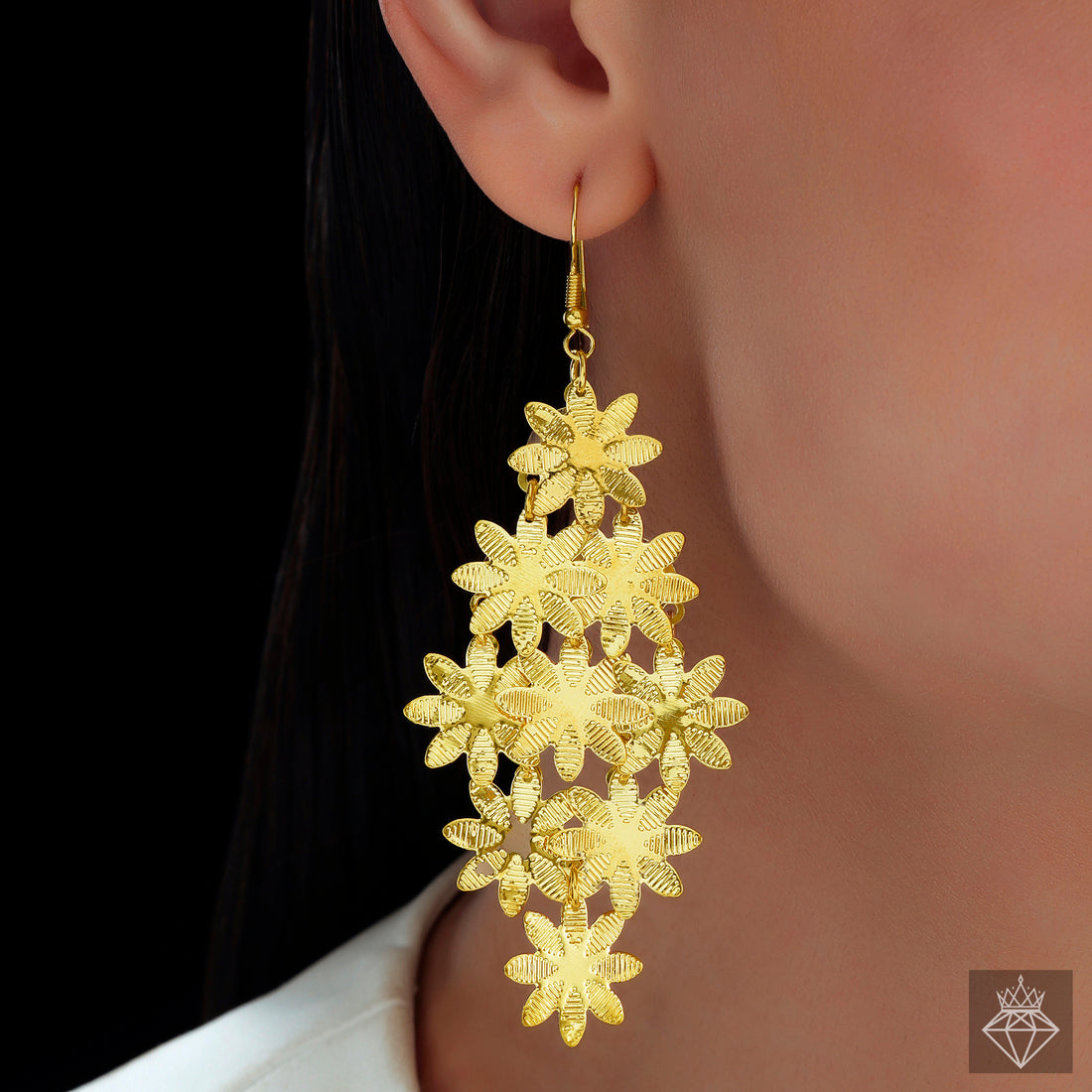 Anti-Tarnish Gold Plated Flower Fantasia Danglers By PRAO