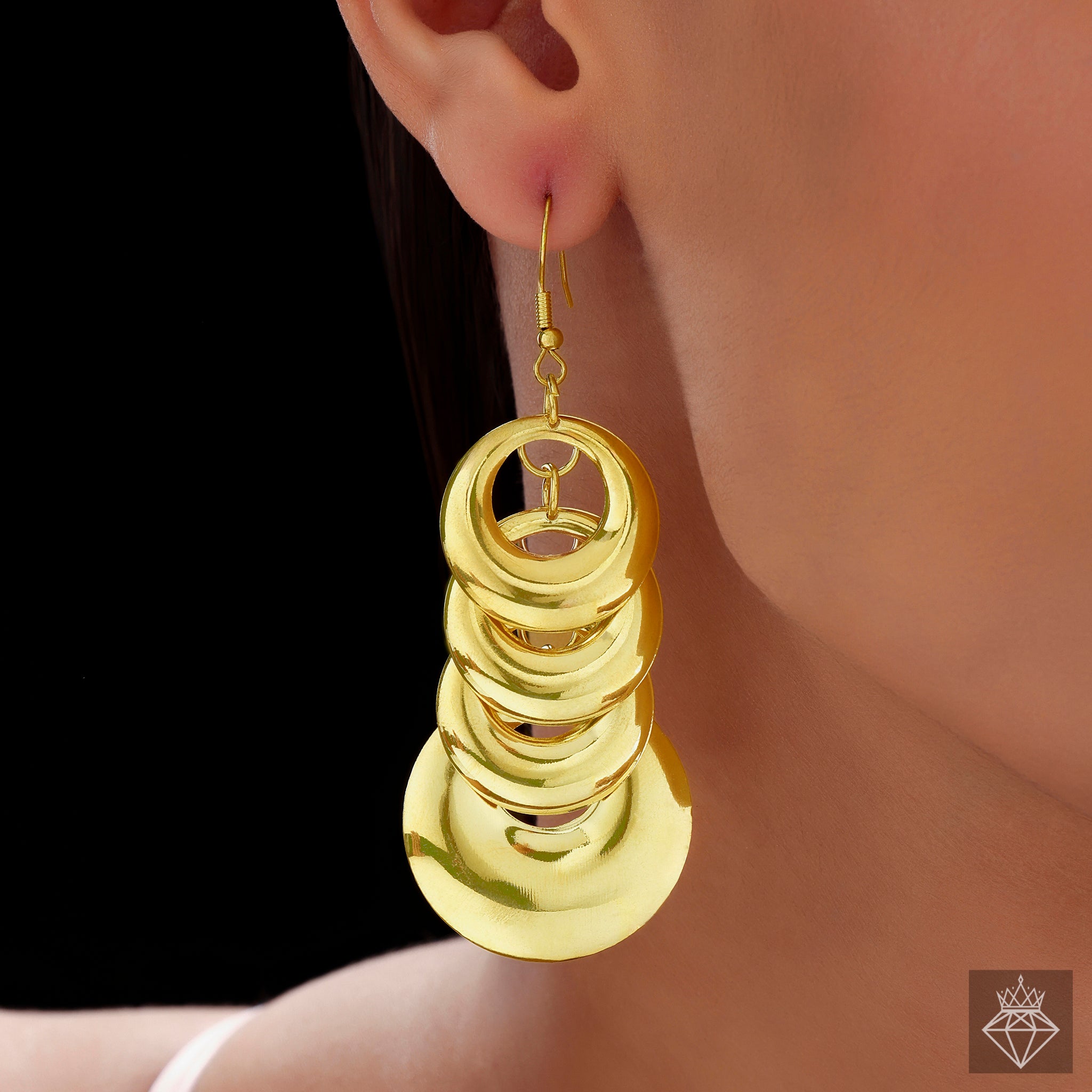 Anti-Tarnish Gold Plated Moon Danglers By PRAO