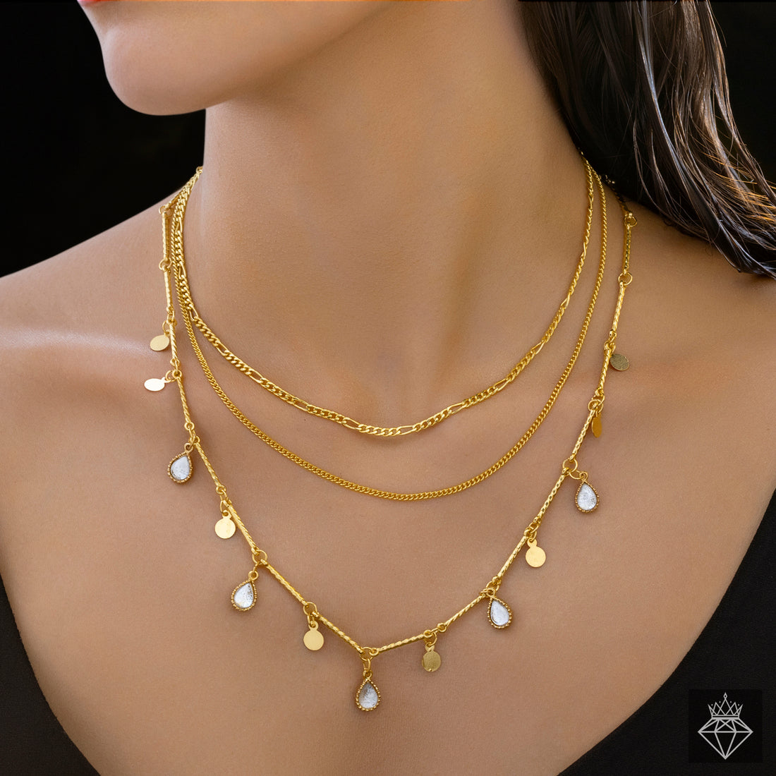 PRAO Anti-Tarnish Triple Layer Chain Necklace