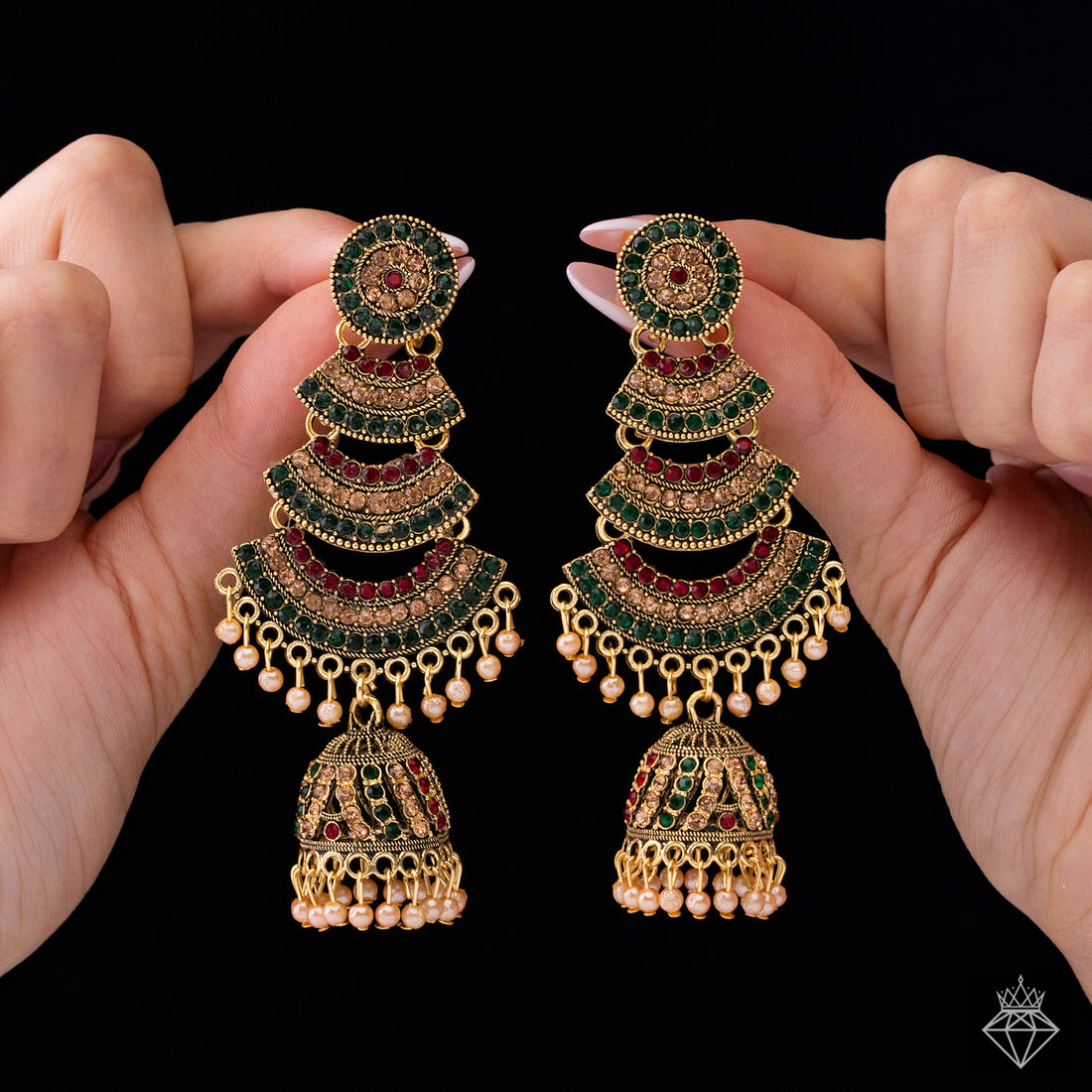 PRAO Anti-Tarnish Dangler Jhumki with Pearls