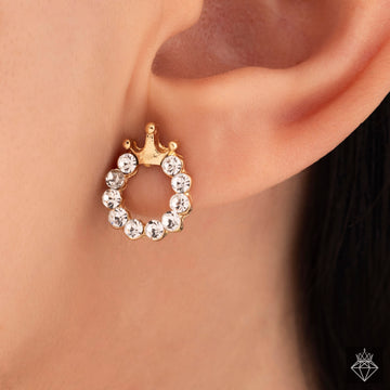 PRAO Queenly Crowned Crystal Studs