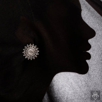 Timeless Floral Silver Stud Earrings By PRAO