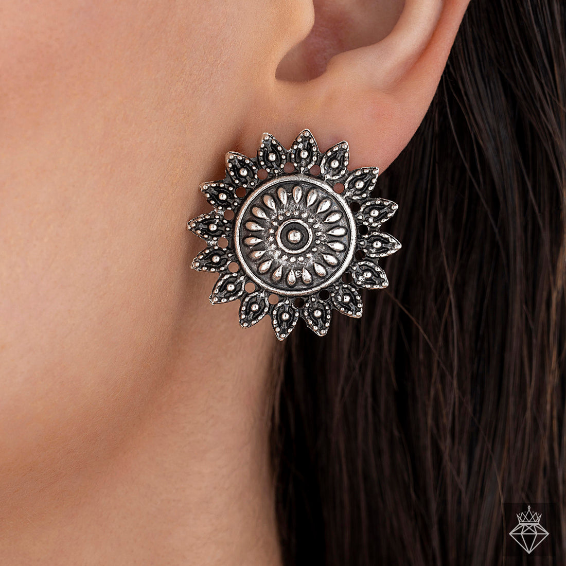 Timeless Floral Silver Stud Earrings By PRAO