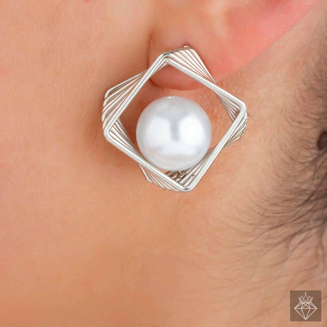 Geometric Pearl Prism Earrings By PRAO