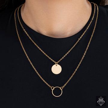 PRAO Twin Strand Coin & Hollow Ring Pendant