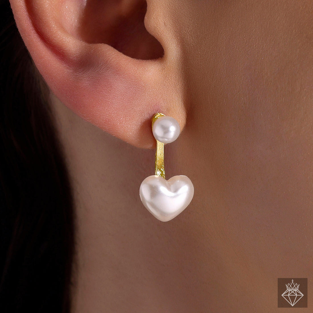 Anti-Tarnish Pack of MOP Convertible Pearl & Heart Studs By PRAO