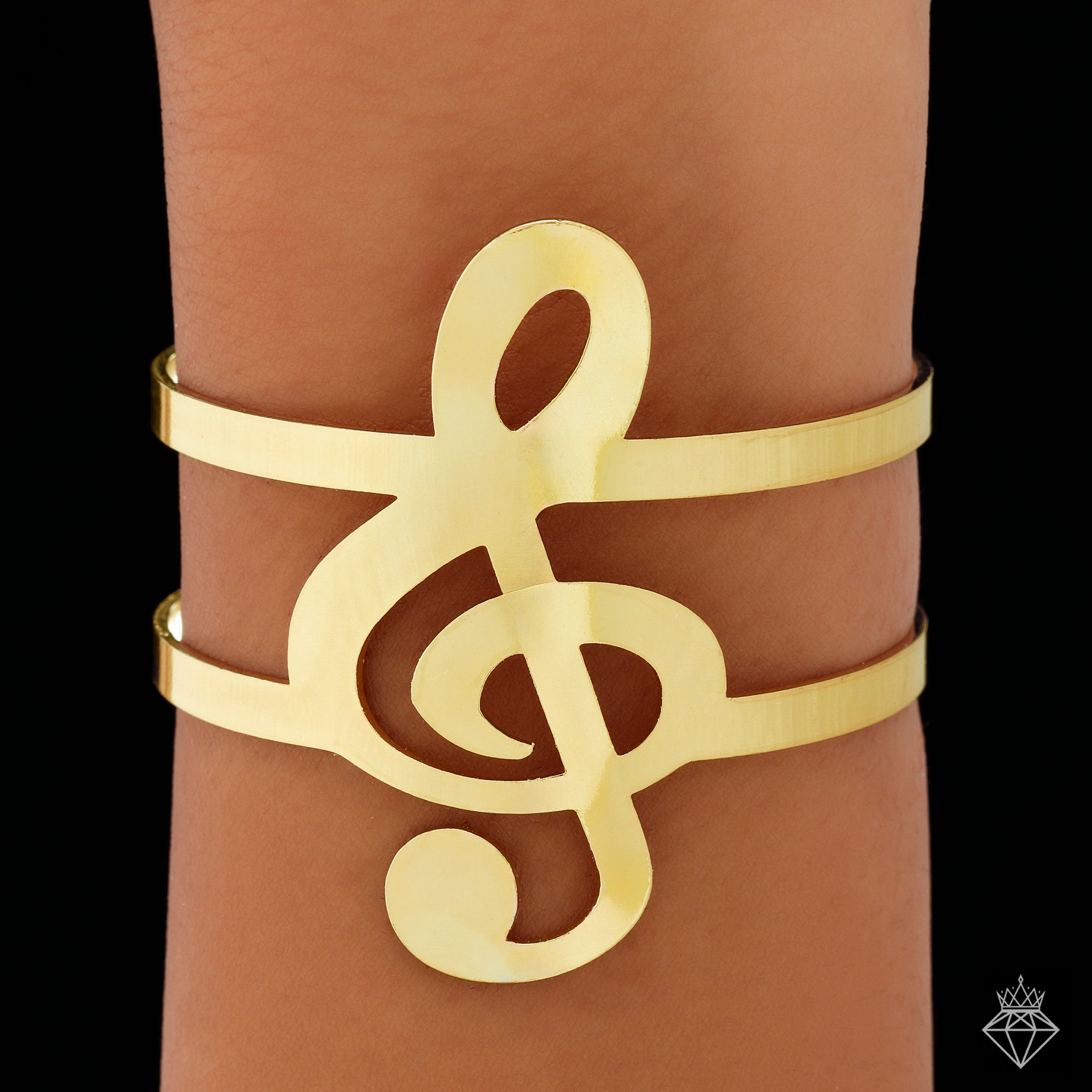 Melodic Golden Note Treble Clef Anti-Tarnish Cuff Bracelet