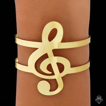 Melodic Golden Note Treble Clef Anti-Tarnish Cuff Bracelet