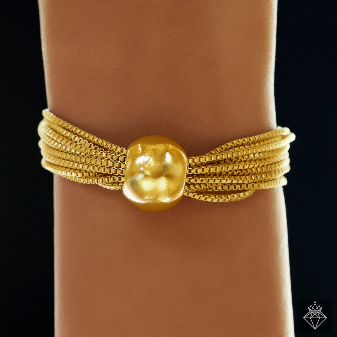 Anti-Tarnish Golden Multi-Line Box Chain In Ball Bracelet By PRAO