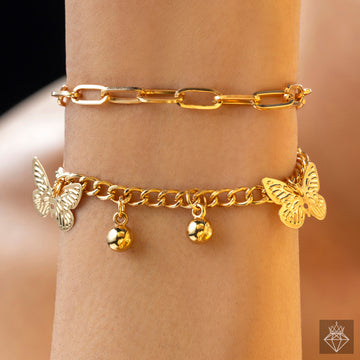 PRAO Dainty Butterfly Bead Chain Bracelet