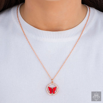 Charming Red Butterfly Pendant Necklace By PRAO