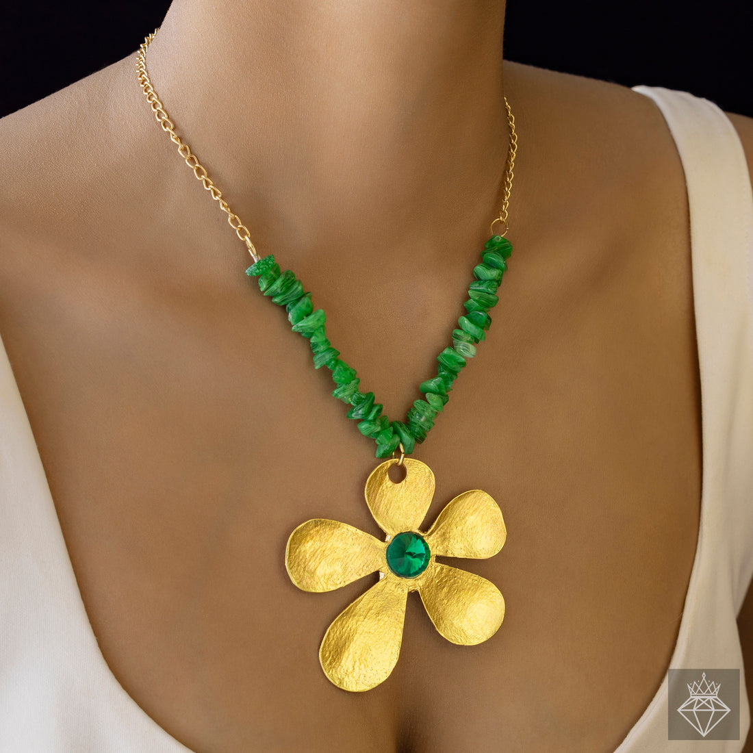 PRAO Anti-Tarnish Beaded Flower Pendant Necklace✨