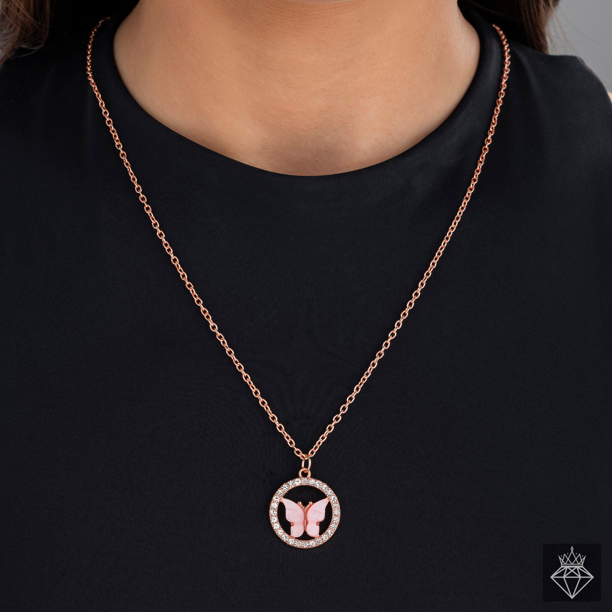 Charming Pink Butterfly Pendant Necklace By PRAO