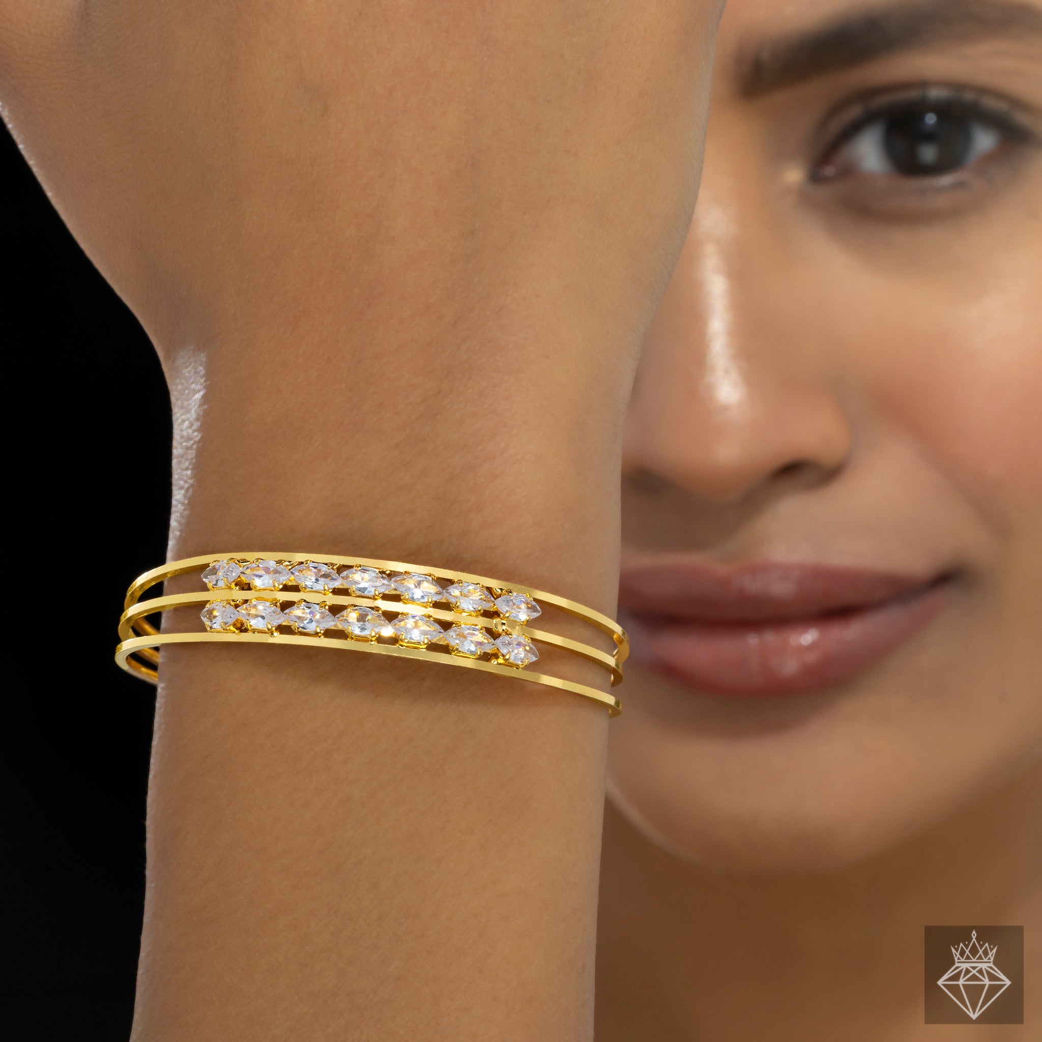 PRAO Anti-Tarnish Crystal Double Line Bracelet (Adjustable Size)✨