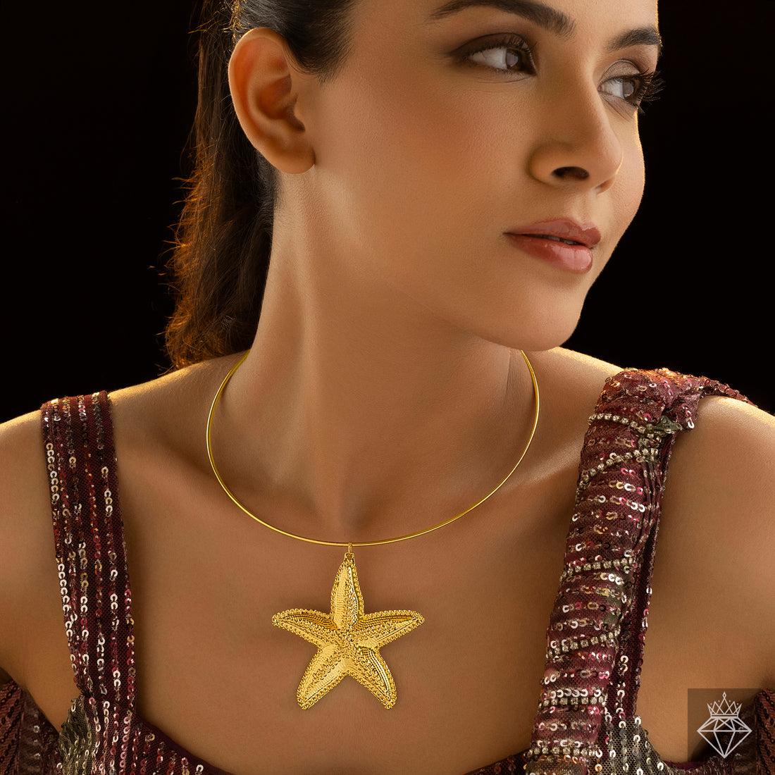 Anti-Tarnish Golden Starfish Hasli Necklace By PRAO