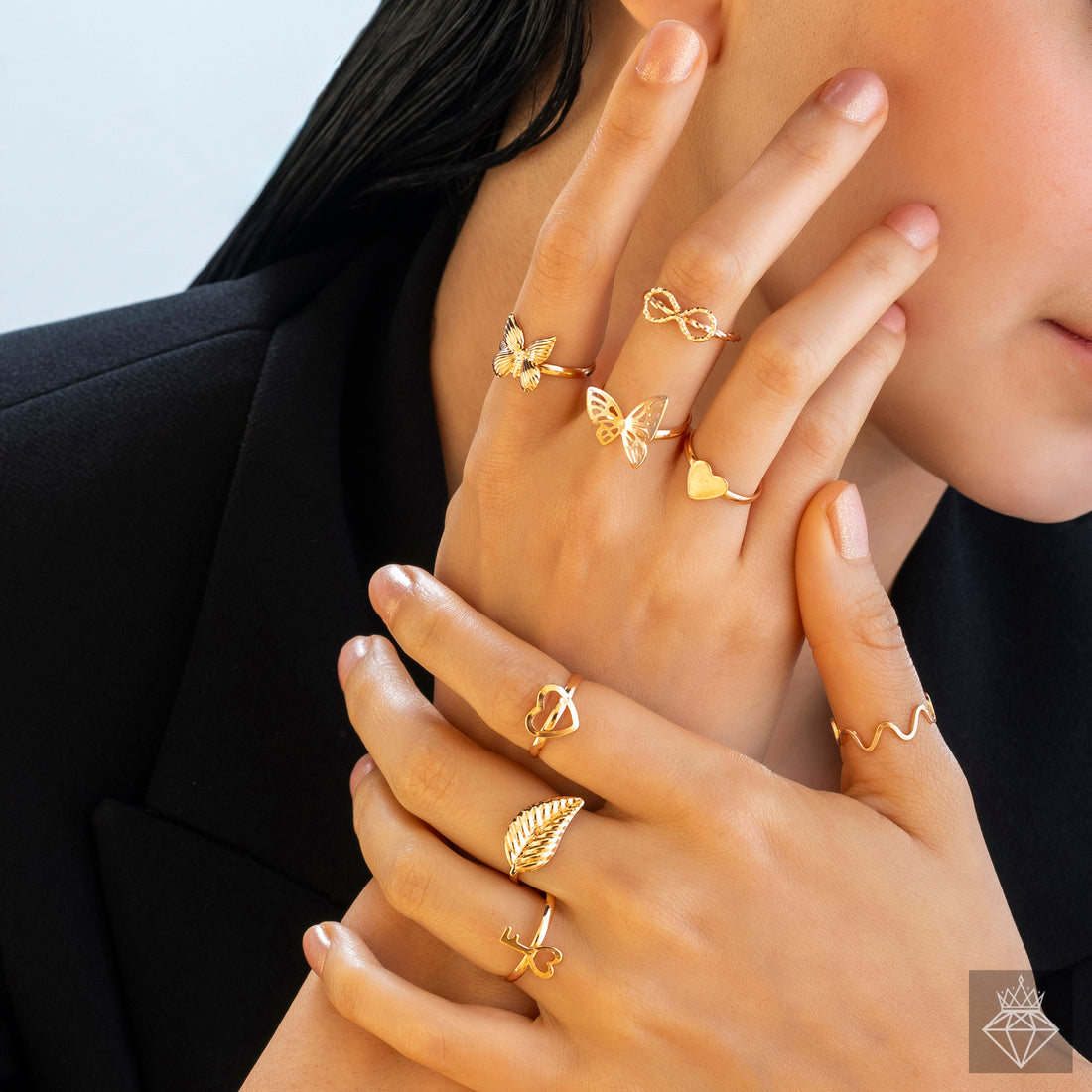 8 Anti-Tarnish Dazzling Gold Plated Rings✨By PRAO