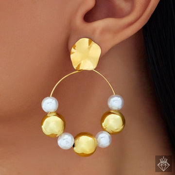 Gold-Plated Pearl & Bead Dangle Earrings By PRAO