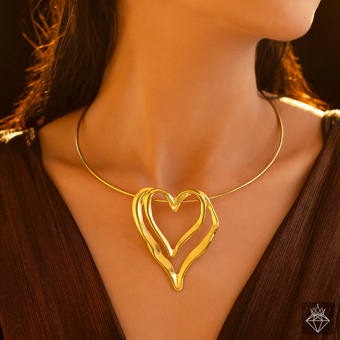 Anti-Tarnish Stunning Heart Hasli Necklace By PRAO