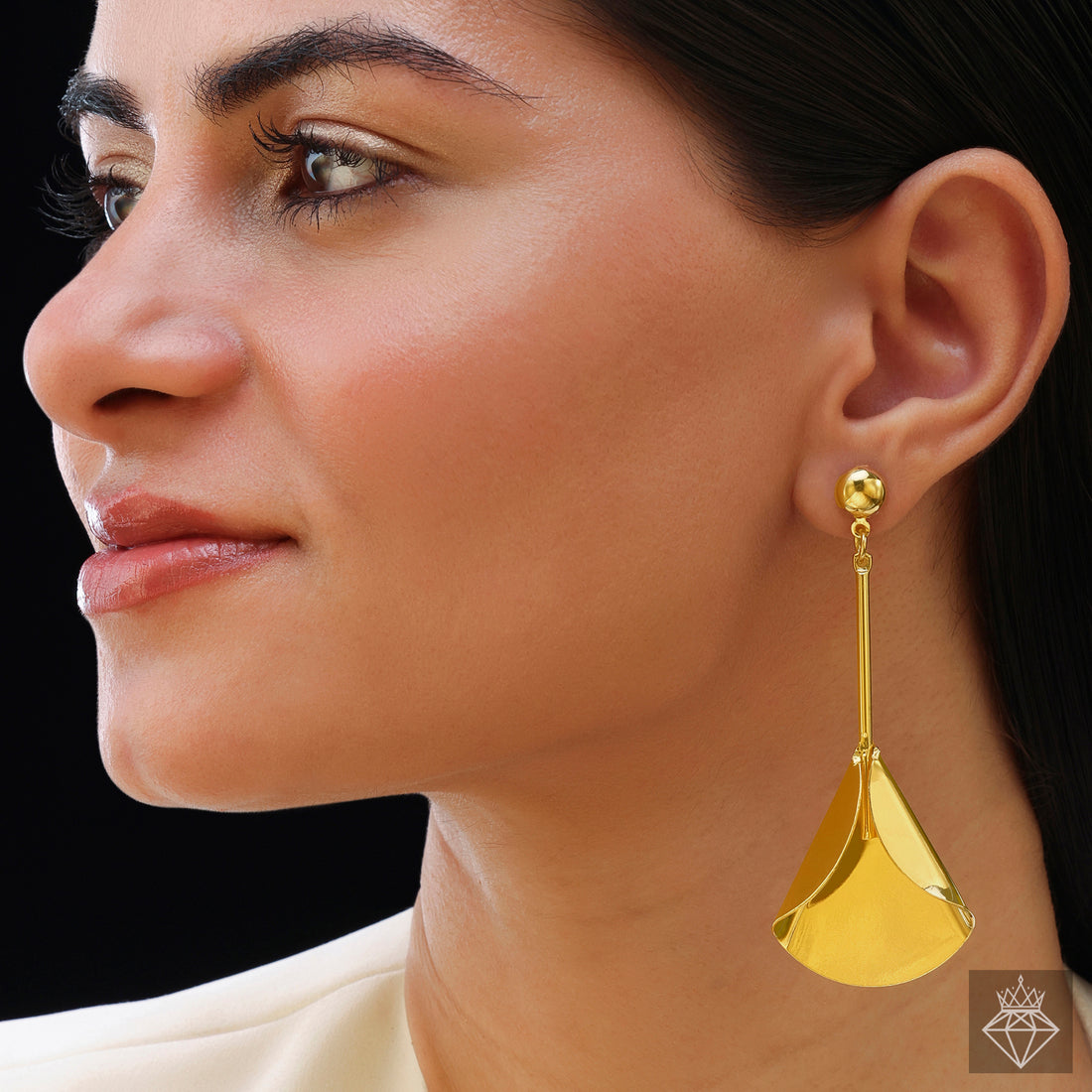 Anti-Tarnish Golden Cone-Shaped Danglers By PRAO