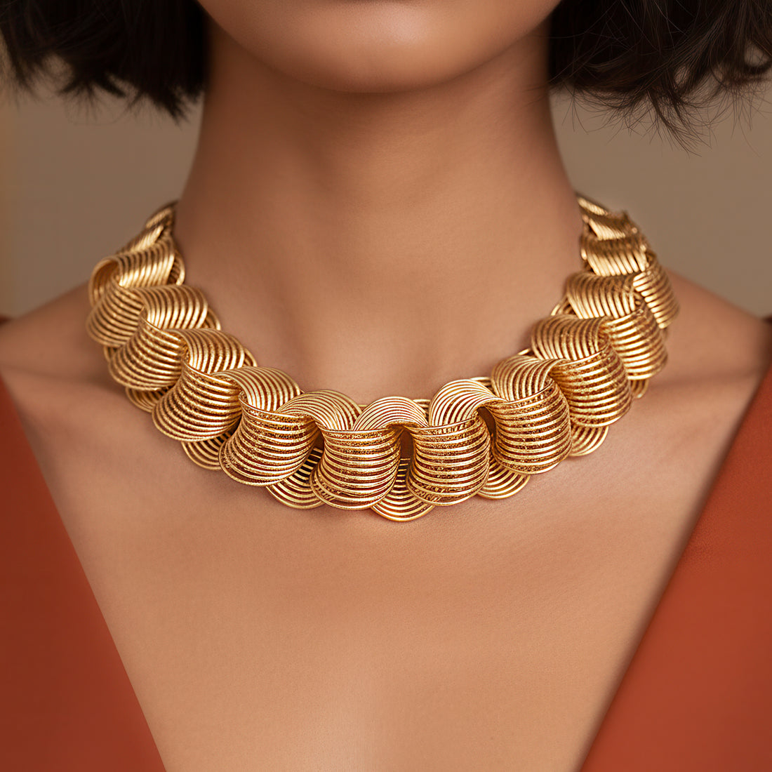 PRAO Anti-Tarnish Golden Spring Necklace