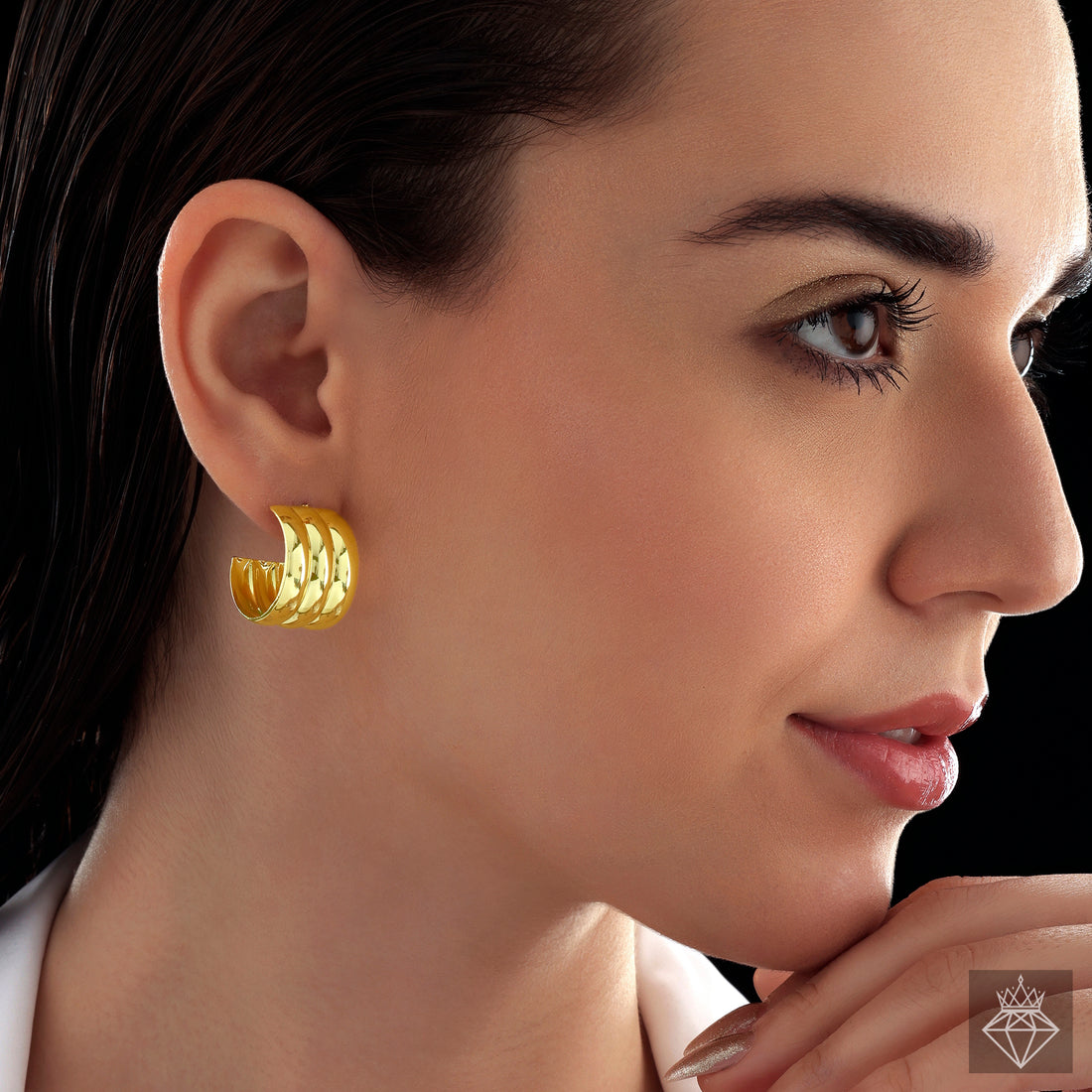 Anti-Tarnish Golden C-Shape Mini Hoops By PRAO