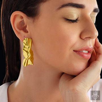 Anti-Tarnish Gold Plated Hammered Texture Studs By PRAO