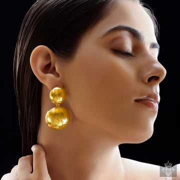 Anti-Tarnish Timeless Dual Half Golden Ball Danglers By PRAO