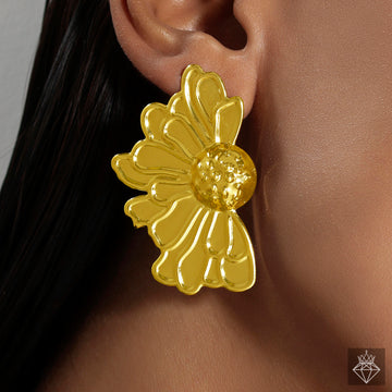 Anti-tarnish Half Flower Statement Earrings By PRAO