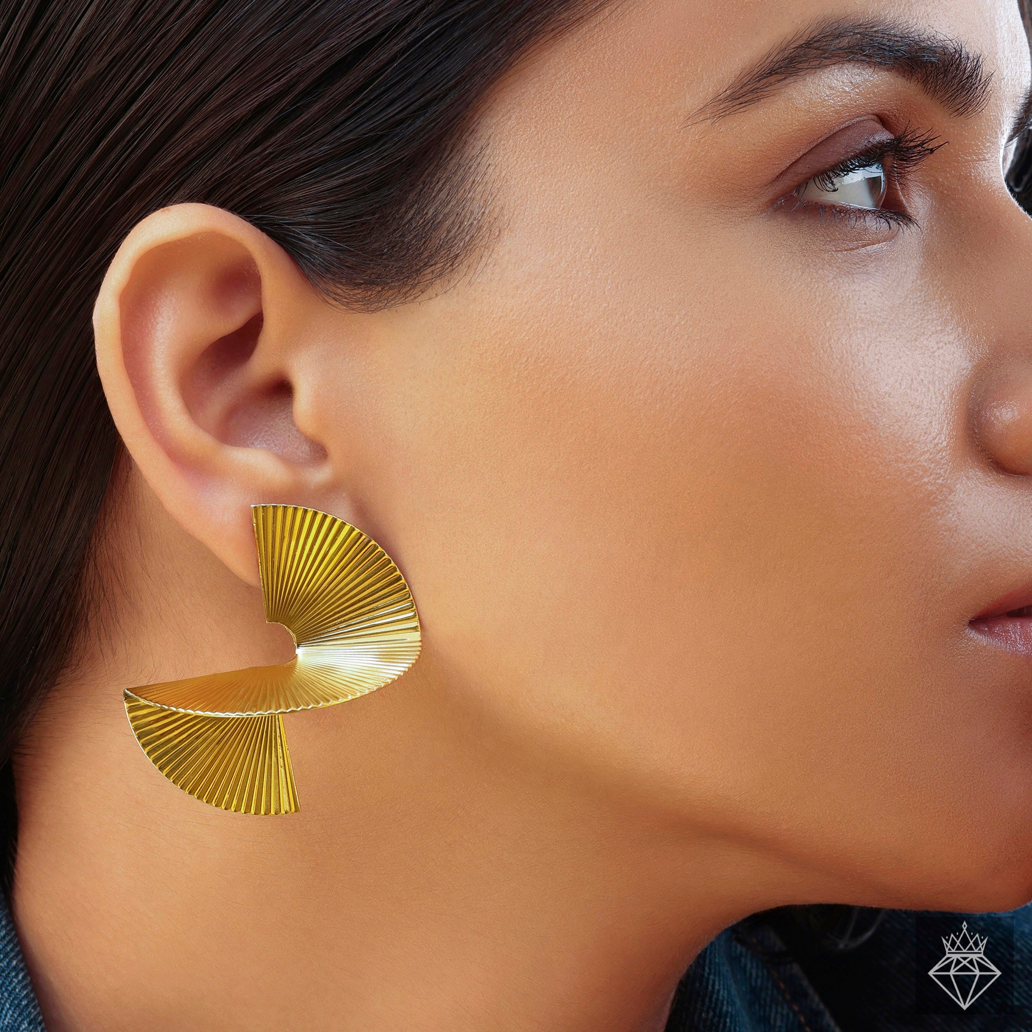 Anti-Tarnish Twisted Fan Statement Earrings By PRAO