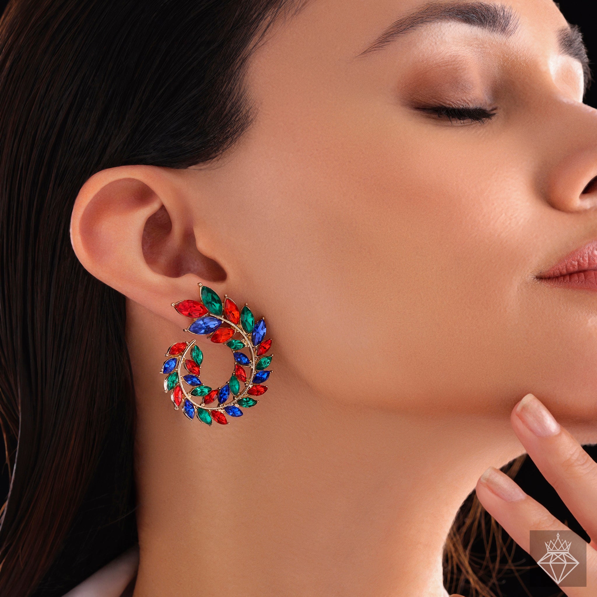 Twirl Multi-Color Marquise Studs By PRAO