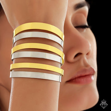 PRAO Dual-Tone Sleek Cuff Bracelet