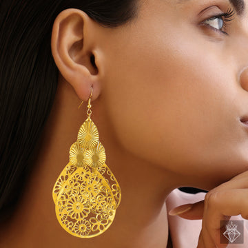 Anti-Tarnish Filigree Textured Danglers By PRAO