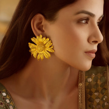 Anti-tarnish Sunflower Statement Earrings By PRAO