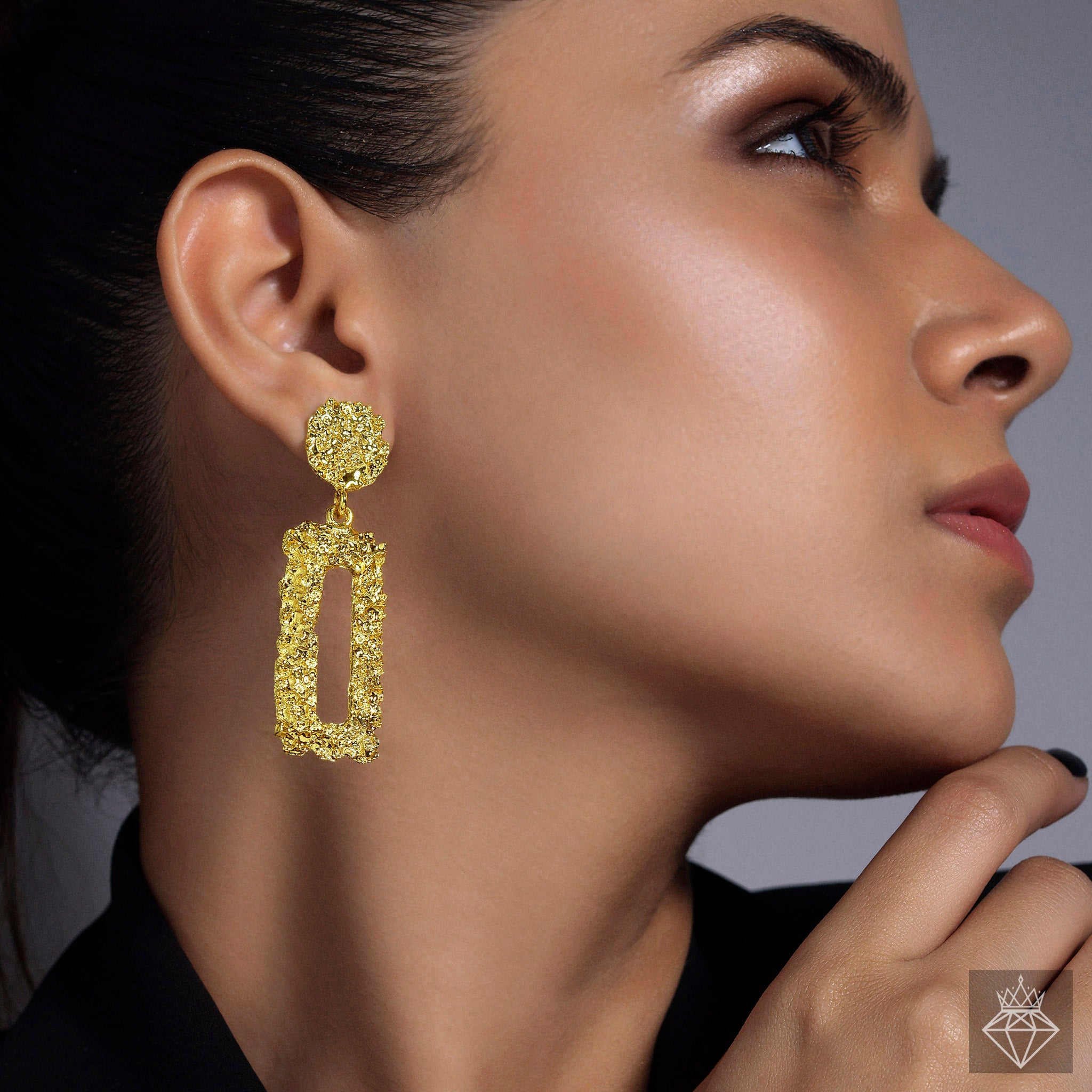 Anti-Tarnish Sculptural Geometric Gold Plated Danglers By PRAO