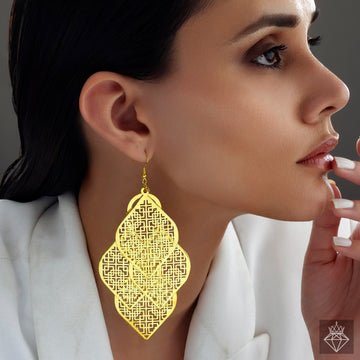 Anti-Tarnish Signature Paan Shape Dangle Earrings By PRAO