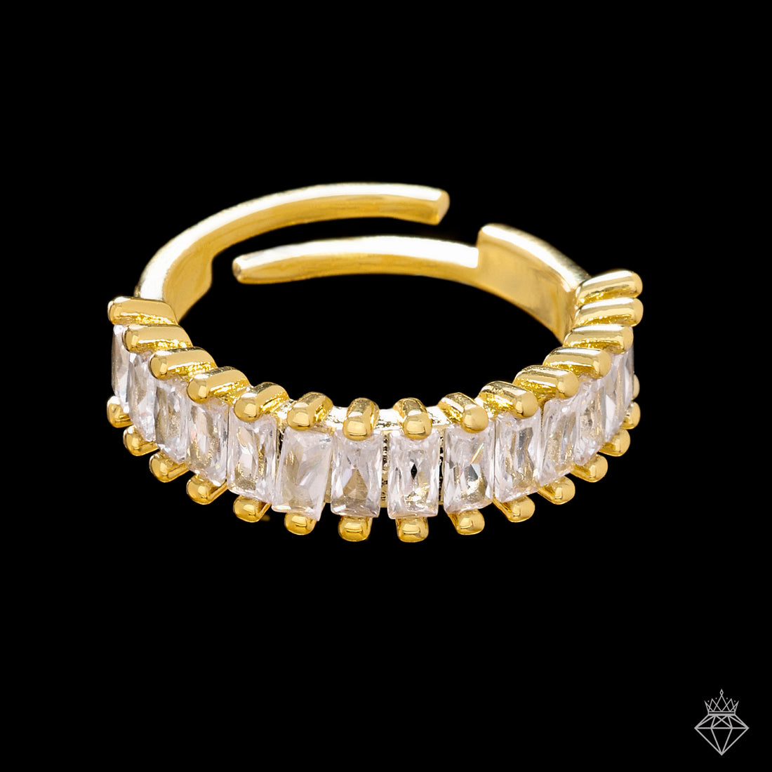 Anti-Tarnish Baguette Crystal Ring By PRAO (Adjustable Size)