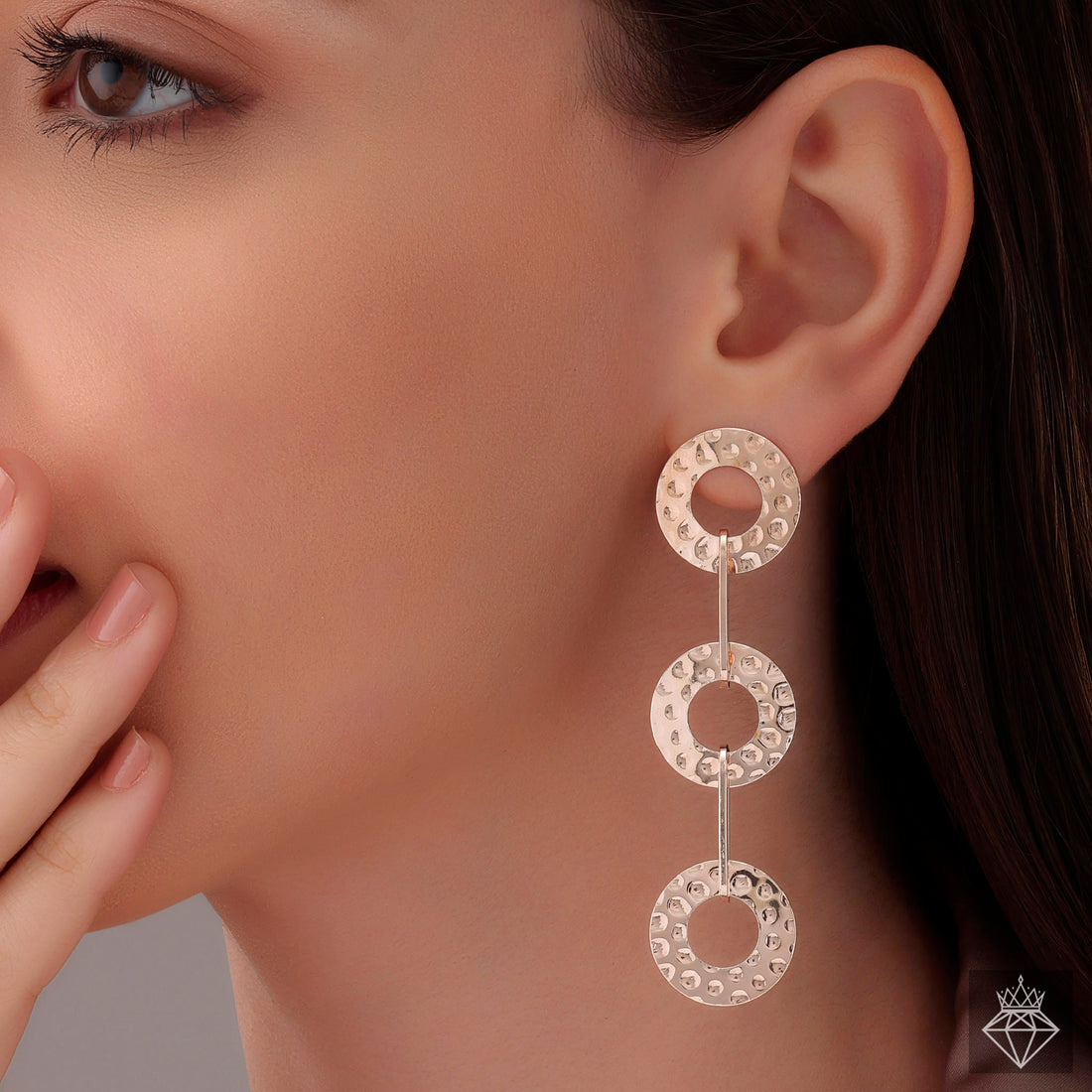 PRAO Radiant Trio Rose Gold Finish Danglers