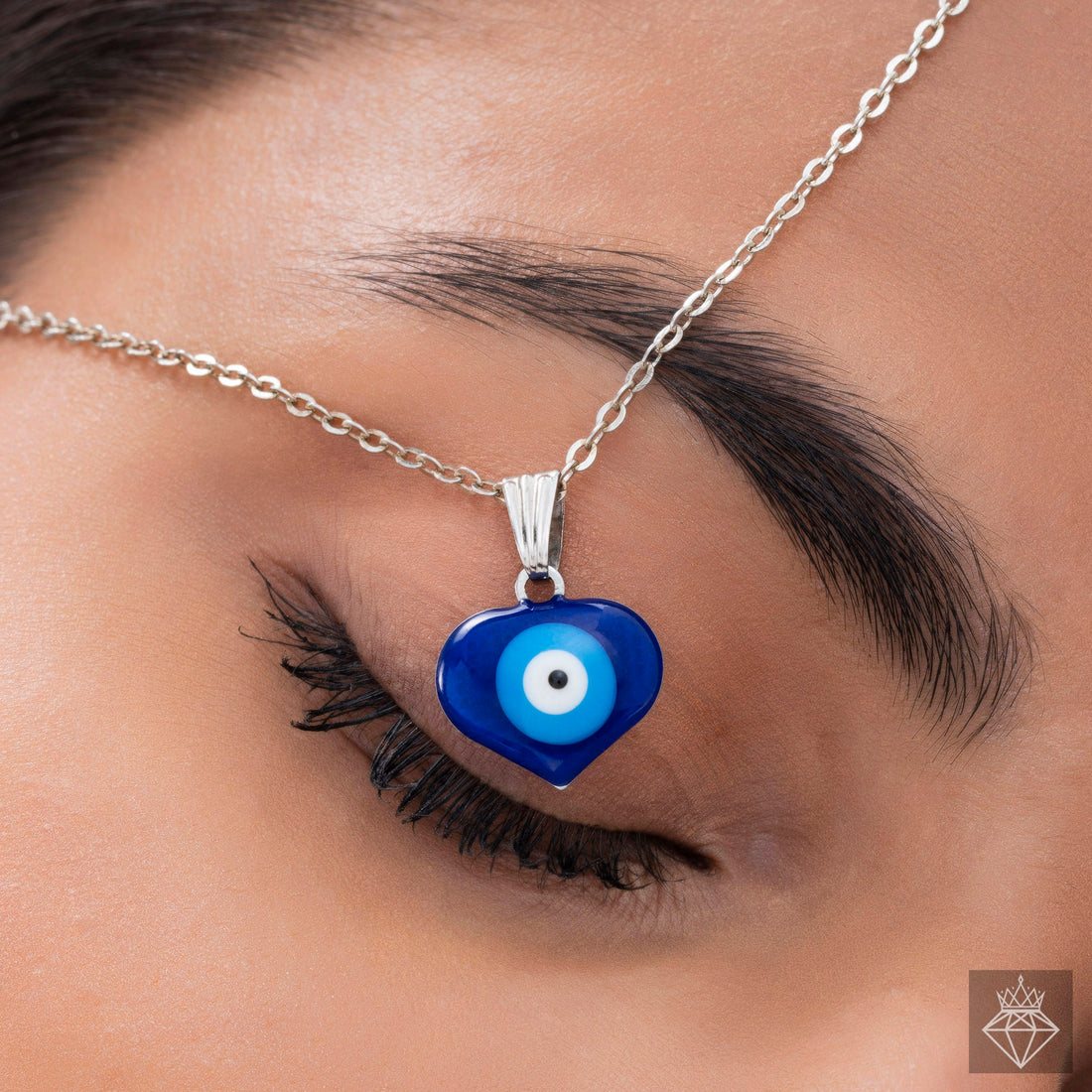 PRAO Heart-Shaped Evil Eye Pendant Necklace
