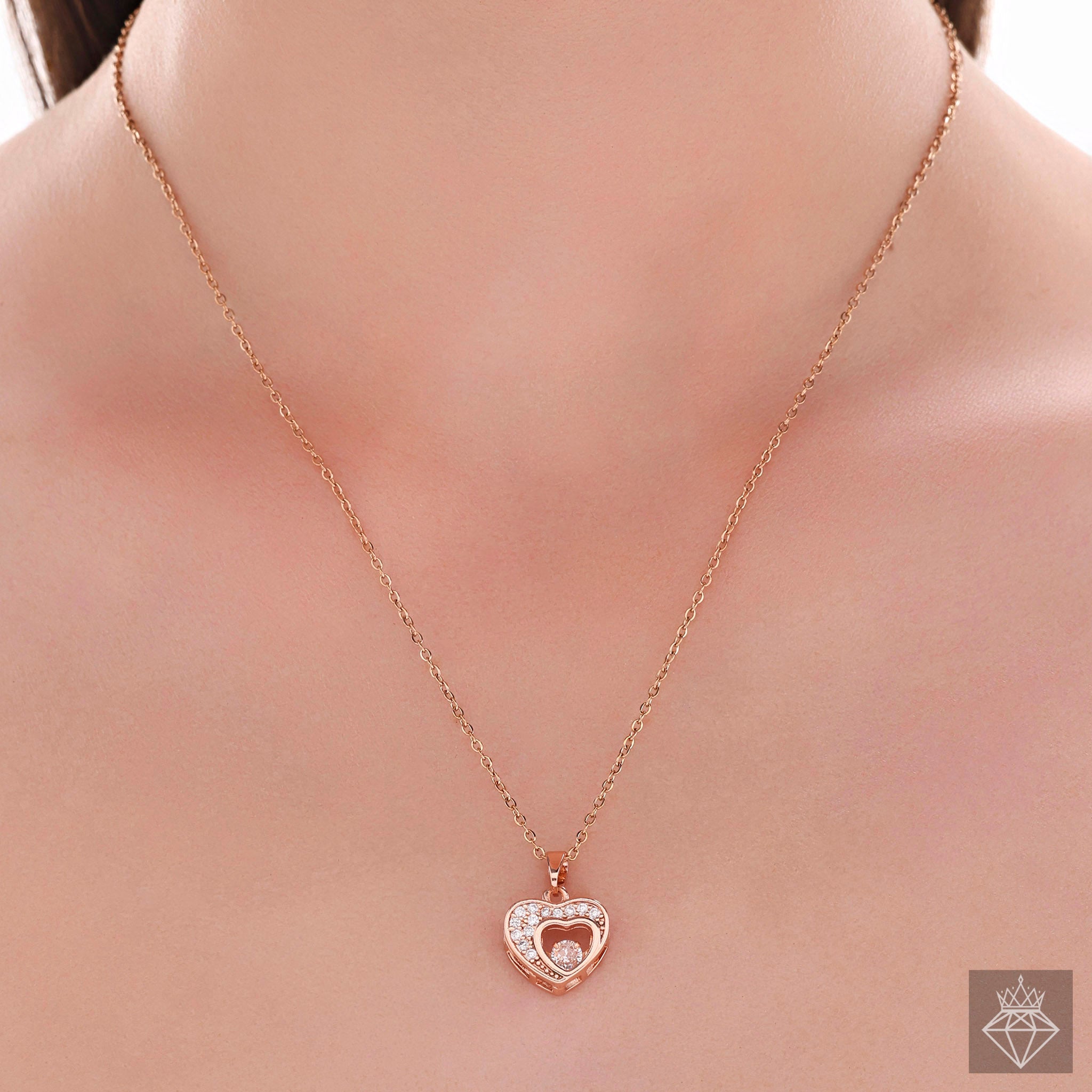 Anti-Tarnish Heart-To-Heart Solitaire Pendant Necklace