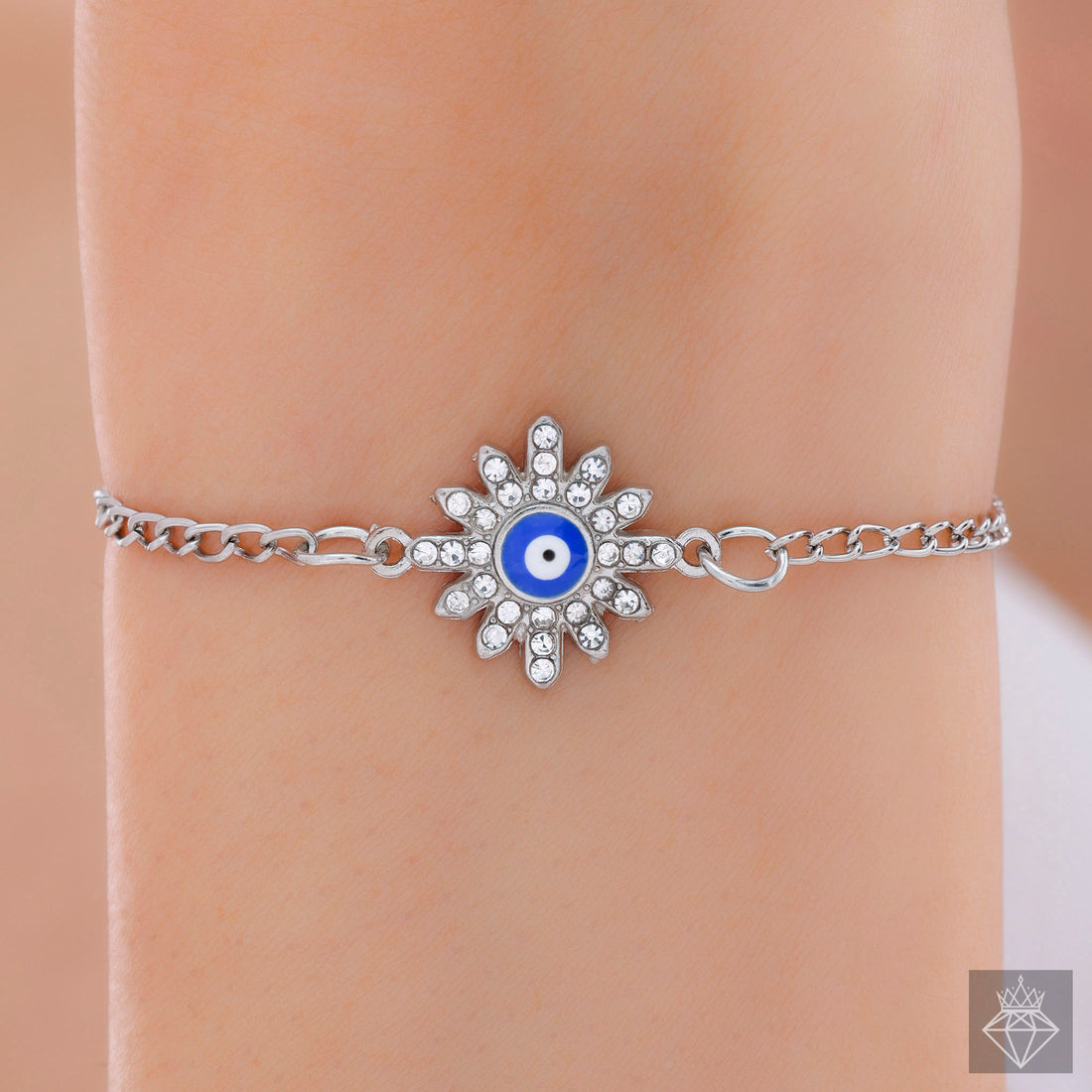 Anti-Tarnish Evil Eye Flower Crystal Chain Bracelet✨By PRAO