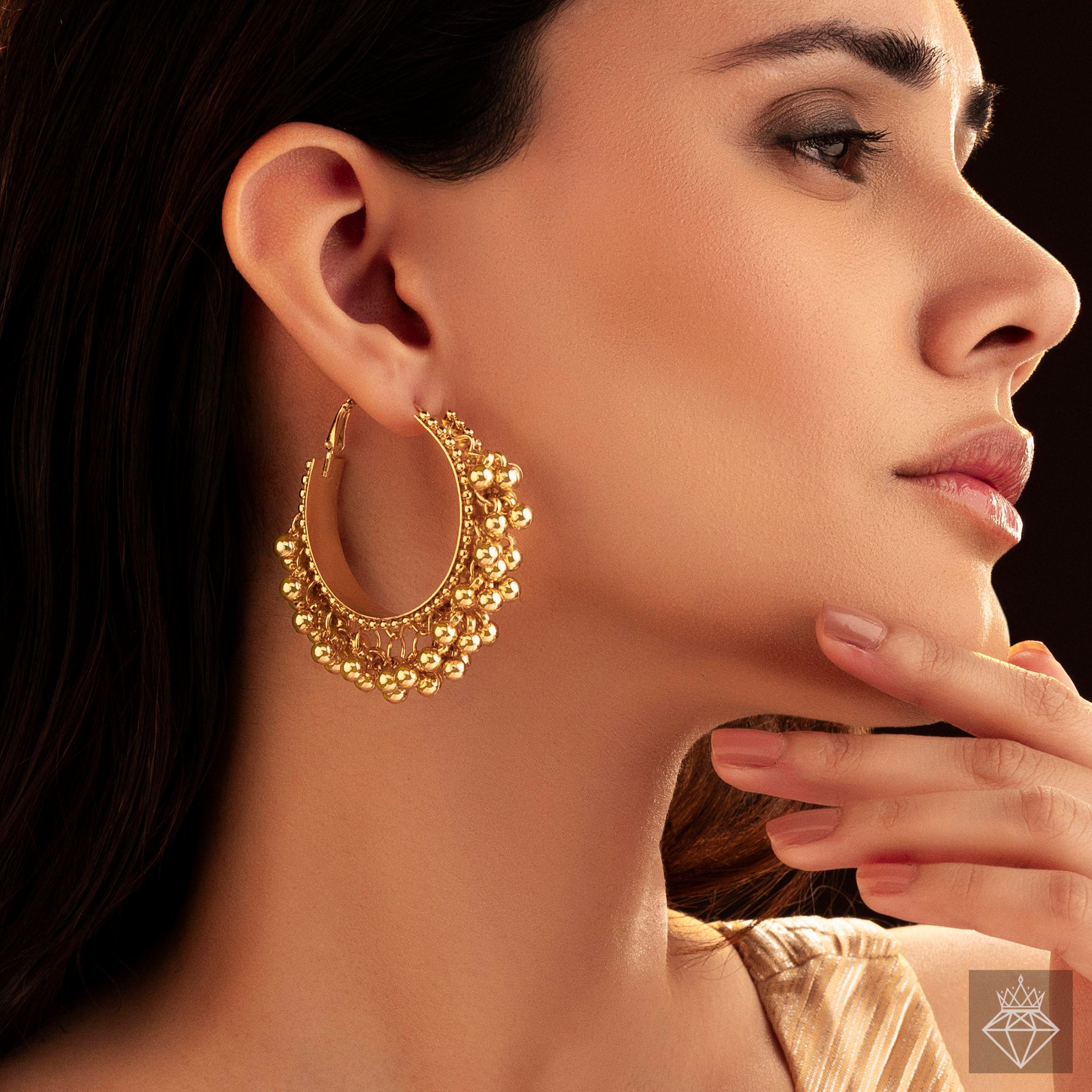 Anti-Tarnish Hoops with Ghungroo Charms By PRAO