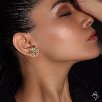 Glittering Crystal Flowerr Studs By PRAO